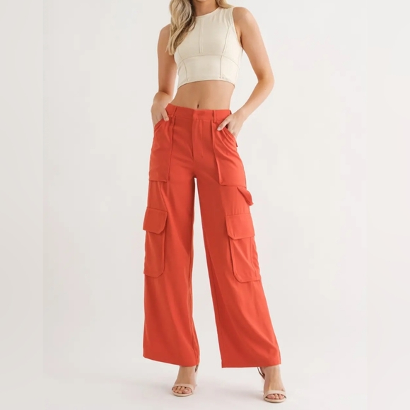 002 -NEW! FABULOUS CHIC SEXY CARGO PANTS BEST WIDE LEG CARGO PANTS - Picture 5 of 12